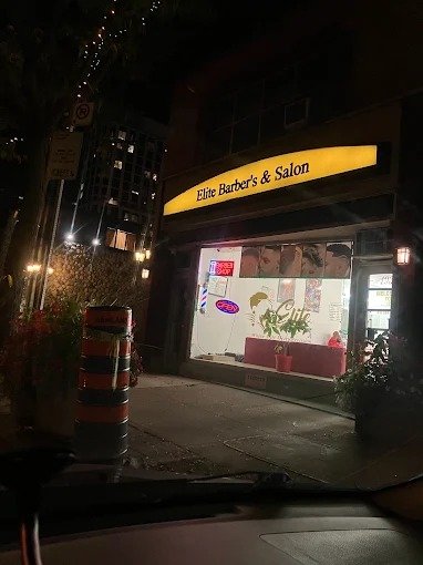The sign lit up at night